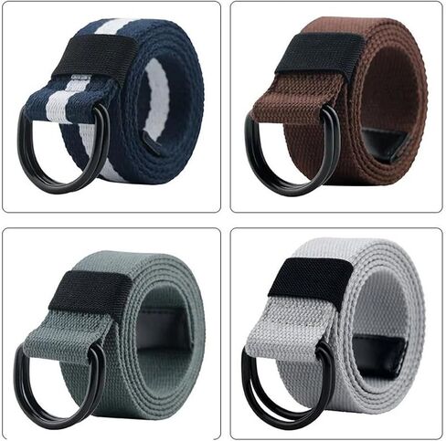 Men's Tactical Canvas Double D Ring Buckle Belt Unisex Casual Waistband For Jeans Fabric Outdoor in Saudi Arabia