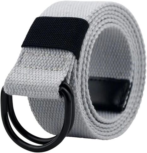 Men's Tactical Canvas Double D Ring Buckle Belt Unisex Casual Waistband For Jeans Fabric Outdoor in Saudi Arabia
