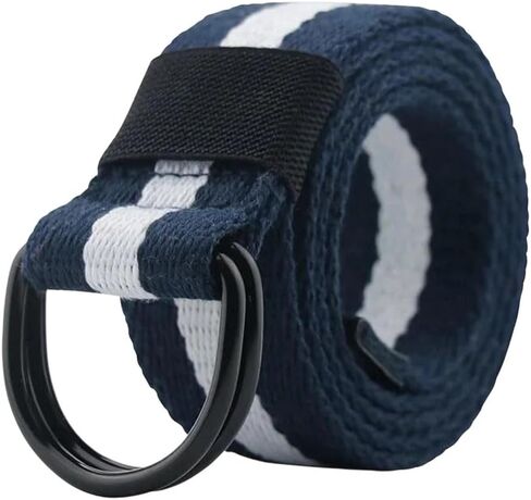 Men's Tactical Canvas Double D Ring Buckle Belt Unisex Casual Waistband For Jeans Fabric Outdoor in Saudi Arabia