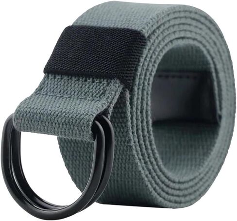 Men's Tactical Canvas Double D Ring Buckle Belt Unisex Casual Waistband For Jeans Fabric Outdoor in Saudi Arabia