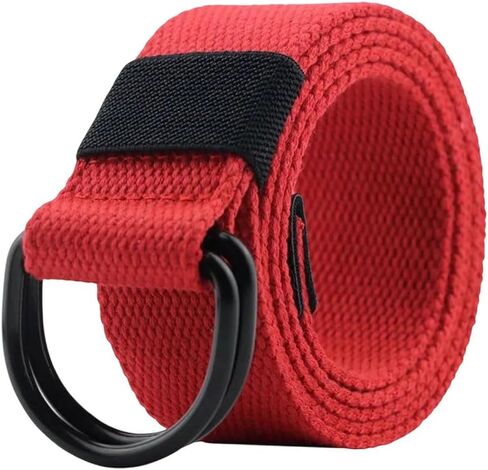 Men's Tactical Canvas Double D Ring Buckle Belt Unisex Casual Waistband For Jeans Fabric Outdoor in Saudi Arabia