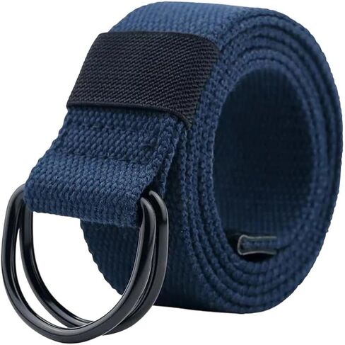 Men's Tactical Canvas Double D Ring Buckle Belt Unisex Casual Waistband For Jeans Fabric Outdoor in Saudi Arabia