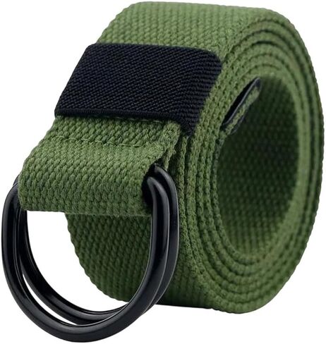 Men's Tactical Canvas Double D Ring Buckle Belt Unisex Casual Waistband For Jeans Fabric Outdoor in Saudi Arabia