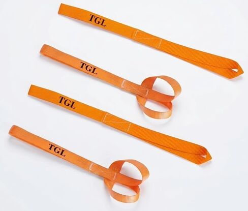 TGL Soft Loop Tie أسفل الأشرطة - سعة تحميل 2300 رطل - 4 حزمة - حلقات لتأمين ATV ، UTV ، الدراجات النارية ، الدراجات البخارية ، دراجات الأوساخ ، معدات الحديقة والحديقة ، الأشرعة ، المراسي ، تستخدم مع أشرطة السقاطة in Kuwait