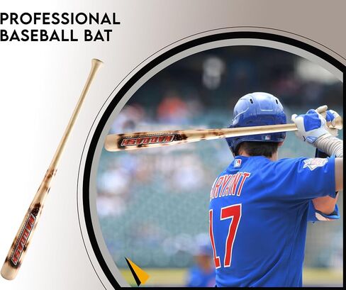 Wooden Baseball bat C271 in Pro Maple Wood for Professional Players Youth-Adults with flamework on Barrel with Cupped in Size 32 inches/29 Oz with Classic Natural Wood Color in Kuwait