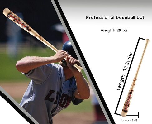 Wooden Baseball bat C271 in Pro Maple Wood for Professional Players Youth-Adults with flamework on Barrel with Cupped in Size 32 inches/29 Oz with Classic Natural Wood Color in Kuwait