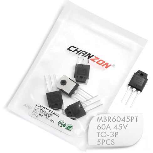(Pack of 5 Pieces) Chanzon MBR6045PT Schottky Barrier Rectifier Diodes 60A 45V TO-3P (TO-247AD) 60 Amp 45 Volt in Saudi Arabia