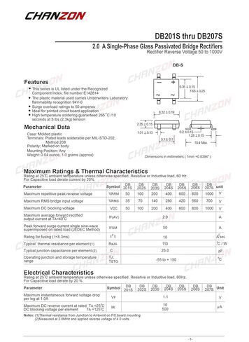 (حزمة من 50 قطعة) Chanzon DB207S SMD صمام ثنائي لمقوم الجسر 2A 1000V DB-S (SOP-4) مرحلة واحدة 2 أمبير 1000 فولت ثنائيات السيليكون in Saudi Arabia