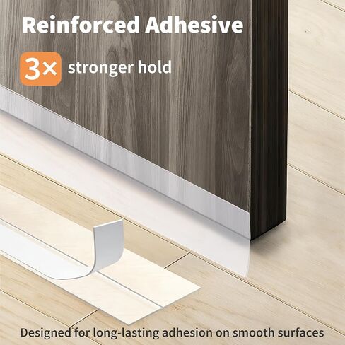 Weather Stripping Door Seal, 33 Feet Silicone Door Seal Strip Tape, Self Adhesive Doors Draft Stopper for Wind and Noise Blocking, Ideal for Doors, Windows and Shower Glass Gaps, Transparent in Kuwait