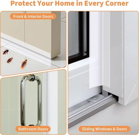 Weather Stripping Door Seal, 33 Feet Silicone Door Seal Strip Tape, Self Adhesive Doors Draft Stopper for Wind and Noise Blocking, Ideal for Doors, Windows and Shower Glass Gaps, Transparent in Kuwait