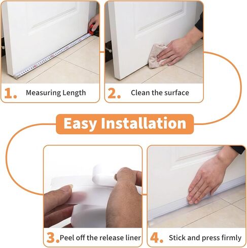Weather Stripping Door Seal, 33 Feet Silicone Door Seal Strip Tape, Self Adhesive Doors Draft Stopper for Wind and Noise Blocking, Ideal for Doors, Windows and Shower Glass Gaps, Transparent in Kuwait