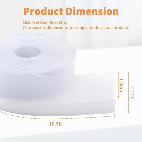 Weather Stripping Door Seal, 33 Feet Silicone Door Seal Strip Tape, Self Adhesive Doors Draft Stopper for Wind and Noise Blocking, Ideal for Doors, Windows and Shower Glass Gaps, Transparent in Kuwait
