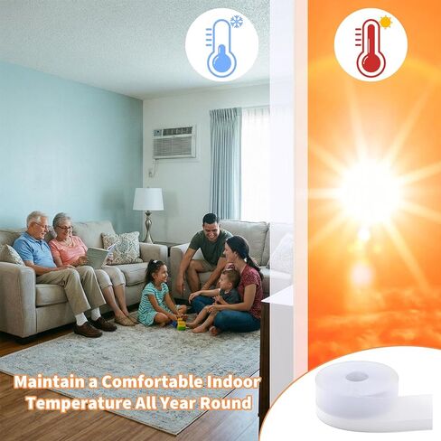 Weather Stripping Door Seal, 33 Feet Silicone Door Seal Strip Tape, Self Adhesive Doors Draft Stopper for Wind and Noise Blocking, Ideal for Doors, Windows and Shower Glass Gaps, Transparent in Kuwait