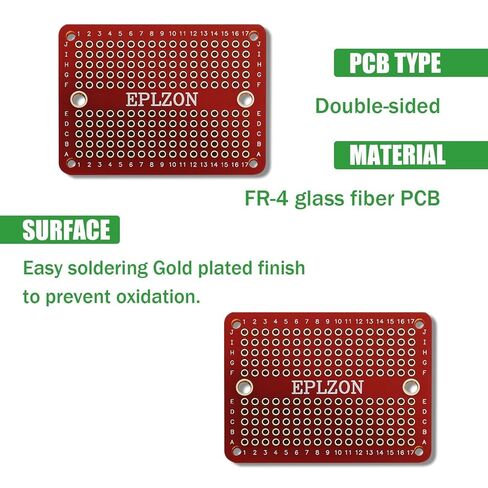 لوح تجارب صغير قابل للحام ثنائي الفينيل متعدد الكلور، لوح لحام مطلي بالذهب لمشاريع الإلكترونيات التي تصنعها بنفسك، ينطبق على مشاريع اللحام، مقاس 2.0 بوصة × 1.5 بوصة، لون مختلط (عبوة من 10 قطع، أحمر) in Kuwait