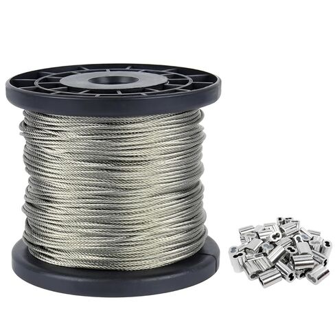 328ft Wire Rope, 1/16" Stainless Steel Cable with 100Pcs Aluminum Crimping Sleeves, Steel Wire Cable,Picture Wire,7x7 368 lbs Breaking Strength in Saudi Arabia