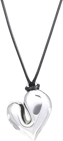 Puffy Heart Pendant Necklace for Women Men Cute Resin Love Heart Necklace Y2k Adjustable Chunky Love Sweater Chain Dainty Valentine's Day Jewelry Gift in Kuwait