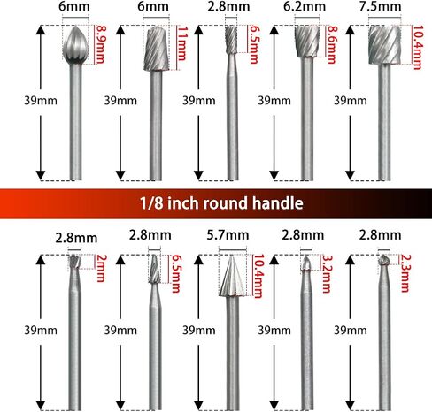 5PCS Rotary Burr Rasp Set with 1/4" Round Shank + 10PCS Rotary Burr Files Set with 3mm(1/8") Round Shank, Woodworking Rotary File Tool Rasp Drill Bits for DIY Carving, Drilling and Engraving in Saudi Arabia