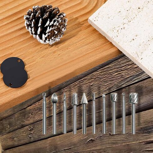 5PCS Rotary Burr Rasp Set with 1/4" Round Shank + 10PCS Rotary Burr Files Set with 3mm(1/8") Round Shank, Woodworking Rotary File Tool Rasp Drill Bits for DIY Carving, Drilling and Engraving in Saudi Arabia