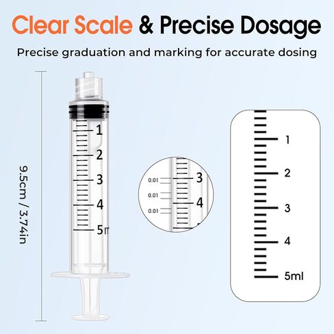 5mL Luer Lock Syringe (No Needle) , Sterile & Individually Wrapped , Professional, Industrial & Personal Use in Kuwait