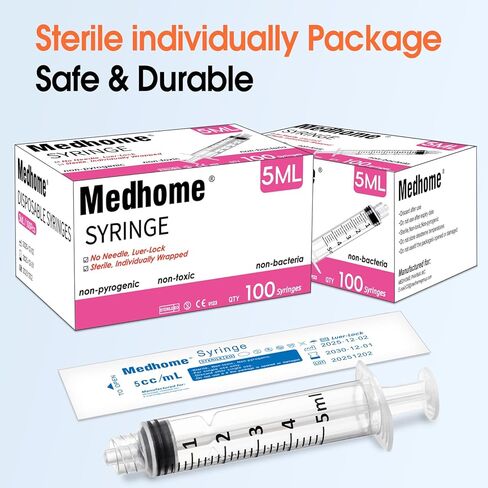 5mL Luer Lock Syringe (No Needle) , Sterile & Individually Wrapped , Professional, Industrial & Personal Use in Kuwait