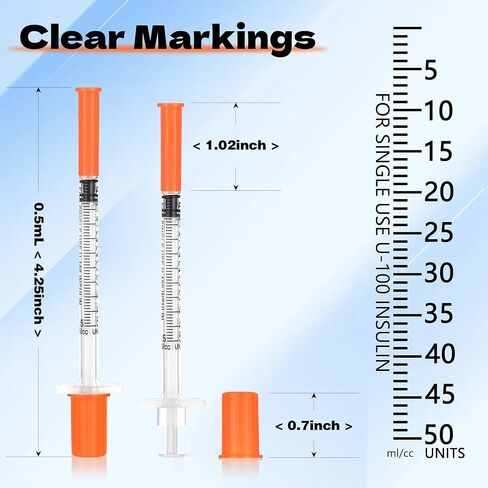 محاقن 0.5 مل/سم مكعب 31 قياس 1/4 بوصة 6 مم، محاقن للاستعمال مرة واحدة في المختبر بإبرة، عبوة من 50 قطعة in Kuwait