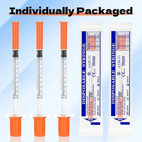 محاقن 0.5 مل/سم مكعب 31 قياس 1/4 بوصة 6 مم، محاقن للاستعمال مرة واحدة في المختبر بإبرة، عبوة من 50 قطعة in Kuwait
