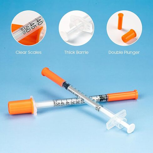 0.5ml Syringe, 0.5cc 31G 5/16 Inch Syringes, Precision Scientific Dispensing Tool, Individually Wrapped (Pack of 20) in Kuwait