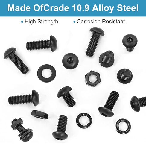 2200PCS M3 Screws with Nuts Assortment Kit, Hex Socket Button and Cap Head Bolts, 12.9 and 10.9 Grade, Black Zinc Plated, 4-35mm, for DIY and 3D Printer in Saudi Arabia
