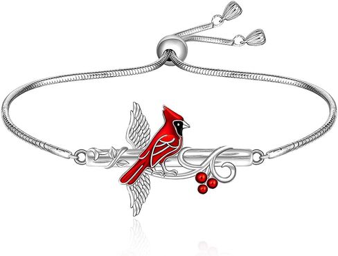 Fenthring Sterling Silver Cardinal Bracelet Cardinal Appear When Angels are Near Red Bracelet for Women Bird Memorial Jewelry for Loss of Loved One in Saudi Arabia