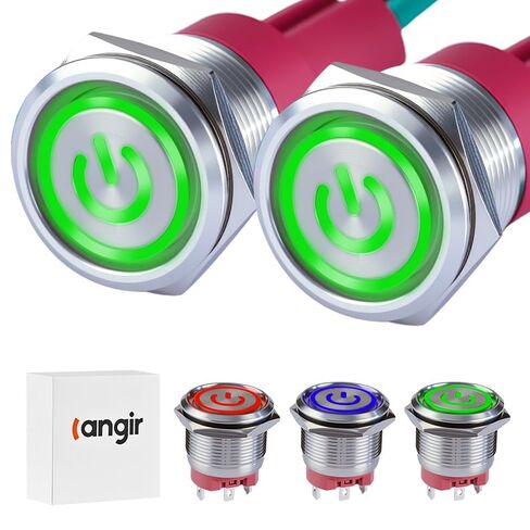 15Amp Push Button Switch，22mm(0.866") 12V-24V Latching Push Button Switch AC/DC IP67 Waterproof LED Angel Eye Light On and Off with Wire Socket in Saudi Arabia