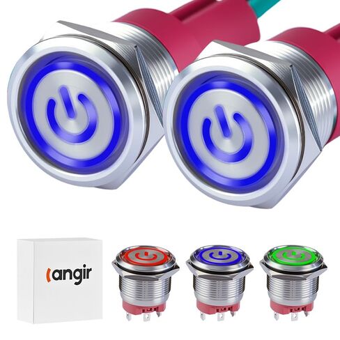 15Amp Push Button Switch，22mm(0.866") 12V-24V Latching Push Button Switch AC/DC IP67 Waterproof LED Angel Eye Light On and Off with Wire Socket in Saudi Arabia
