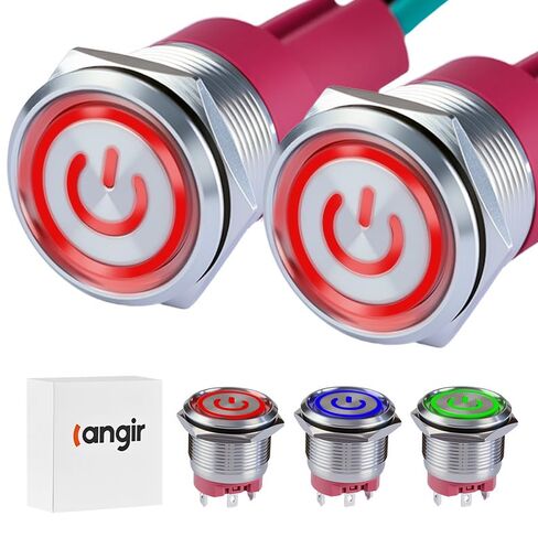 15Amp Push Button Switch，22mm(0.866") 12V-24V Latching Push Button Switch AC/DC IP67 Waterproof LED Angel Eye Light On and Off with Wire Socket in Saudi Arabia