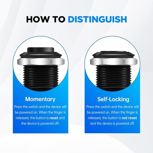 4PCS 12mm Momentary Push Button Switch IP65 Waterproof Push Button Switch with Pre-Wiring 1/2" Mounting Hole Button Without LED (2 Black+2 Silver) YY015-FW in Kuwait