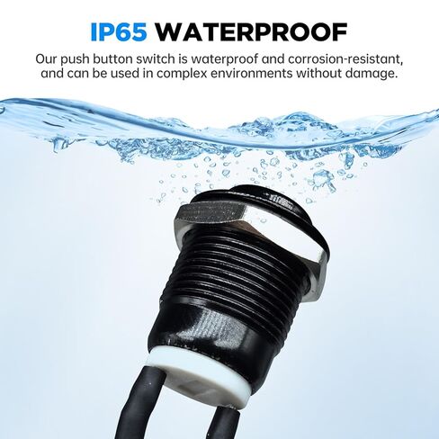 4PCS 12mm Momentary Push Button Switch IP65 Waterproof Push Button Switch with Pre-Wiring 1/2" Mounting Hole Button Without LED (2 Black+2 Silver) YY015-FW in Kuwait