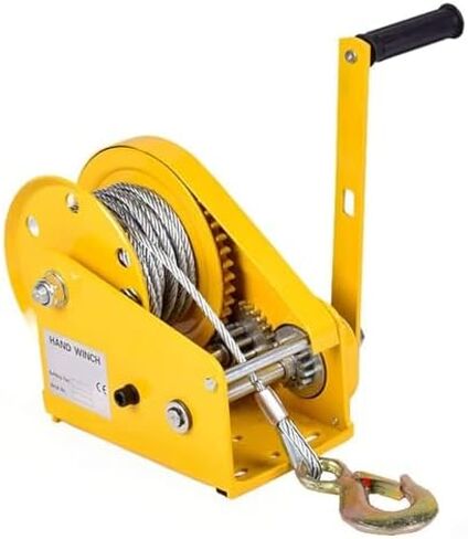 Heavy Duty 2-Way Self-Locking Hand Winch with Automatic Brake - 2600 lbs Capacity, 20m Rope & Hook for Boat Trailers, Trucks, and Reliable Manual Lifting Solution in Saudi Arabia