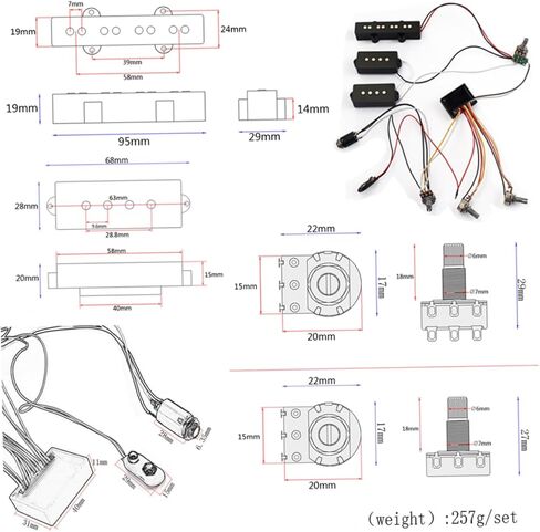 مجموعة لاقط أسلاك الجيتار النشطة 3 نطاقات معادل EQ Preamp Circuit للباس الكهربائي تتضمن الكابلات والملحقات in Saudi Arabia
