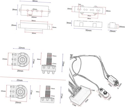 مجموعة لاقط أسلاك الجيتار النشطة 3 نطاقات معادل EQ Preamp Circuit للباس الكهربائي تتضمن الكابلات والملحقات in Saudi Arabia
