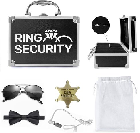 حلقة الأمن خاتم الزفاف ، هدية ، هدية ، 6 مساءً مع شارة ، وربطة عنق ، ونظارات الشمس ، وسماعة الأذن وبطاقة المهمة ، وكيل أمن خاص لمقترح الزفاف ، in Kuwait