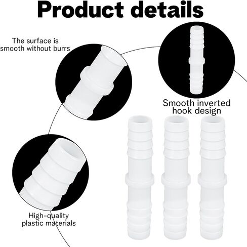 6 Pcs 1/2" x 1/2" Barbed Hose Fittings Plastic Hose Barb Fitting Barbed Splicer Mender Joint Adapter Union Fitting for Aquarium Household Fuel Gas Liquid Air Repair in Saudi Arabia