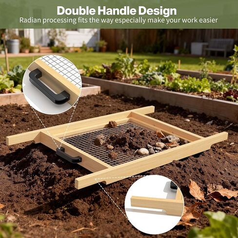 2-in-1 Large Soil Sifter with Interchangeable Mesh(1/4"-3/5"), Garden Rock Sifter with Strong Magnets for Easy Swap, Heavy Duty Garden Rock Sieve with 304 Stainless Steel for Soil, Leaves, Gravel in Saudi Arabia