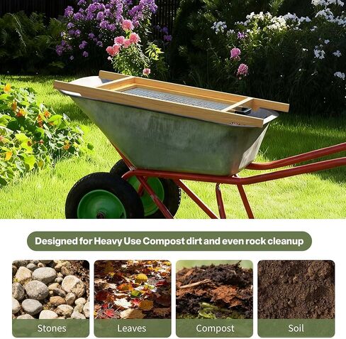 2-in-1 Large Soil Sifter with Interchangeable Mesh(1/4"-3/5"), Garden Rock Sifter with Strong Magnets for Easy Swap, Heavy Duty Garden Rock Sieve with 304 Stainless Steel for Soil, Leaves, Gravel in Saudi Arabia