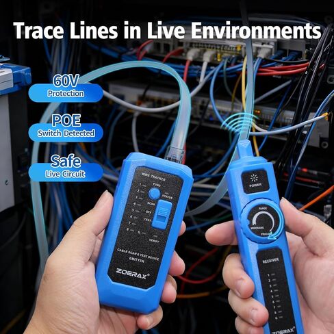 جهاز تتبع الأسلاك، جهاز اختبار كابل الشبكة مع وظيفة الاستيقاظ التلقائي - تحديد الموقع والاختبار والنغمة في خطوة واحدة آمنة لتتبع مفاتيح POE، مضاد للتداخل، للاستمرارية، خريطة الأسلاك، مفتوح/قصير، طويل الأمد in Kuwait