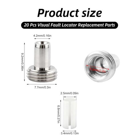 20 قطعة من قطع غيار محدد موقع الأعطال البصرية من الألياف الضوئية - 10 كم أنبوب أساسي من السيراميك البصري من الألياف و10 رؤوس معدنية موصلات مناسبة لاختبار كابل شبكة عداد الضوء in Kuwait