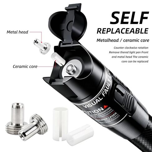 20 قطعة من قطع غيار محدد موقع الأعطال البصرية من الألياف الضوئية - 10 كم أنبوب أساسي من السيراميك البصري من الألياف و10 رؤوس معدنية موصلات مناسبة لاختبار كابل شبكة عداد الضوء in Kuwait