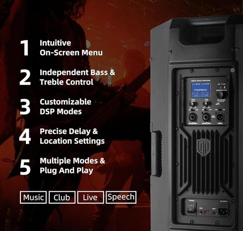 نظام مكبر صوت PA احترافي مقاس 15 بوصة بقدرة 1500 وات، وخلاط ثلاثي القنوات مع DSP، وإقران بلوتوث ولاسلكي TWS، وشاشة لعربات DJ، والأحداث الحية، والحفلات، واستخدام المسرح in Kuwait