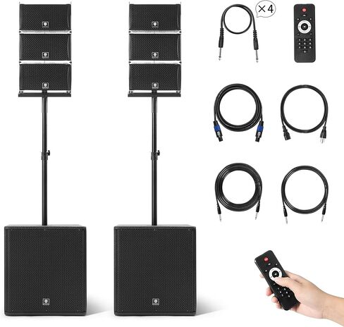 نظام PA احترافي 18 بوصة 8000 واط P.M.P.O يعمل بنظام ستيريو، مجموعة نظام مصفوفة الخط مع مضخم صوت، قراءة محرك أقراص بلوتوث/USB/بطاقة SD/جهاز تحكم عن بعد لـ DJ، الأداء، الحفلات المنزلية الخارجية، الأحداث in Kuwait