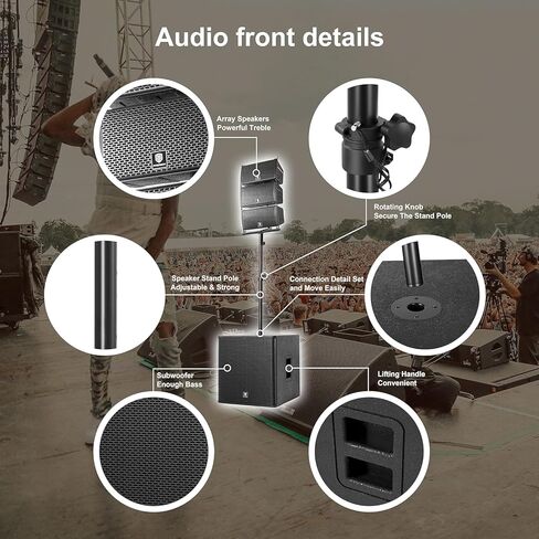 نظام PA احترافي 18 بوصة 8000 واط P.M.P.O يعمل بنظام ستيريو، مجموعة نظام مصفوفة الخط مع مضخم صوت، قراءة محرك أقراص بلوتوث/USB/بطاقة SD/جهاز تحكم عن بعد لـ DJ، الأداء، الحفلات المنزلية الخارجية، الأحداث in Kuwait
