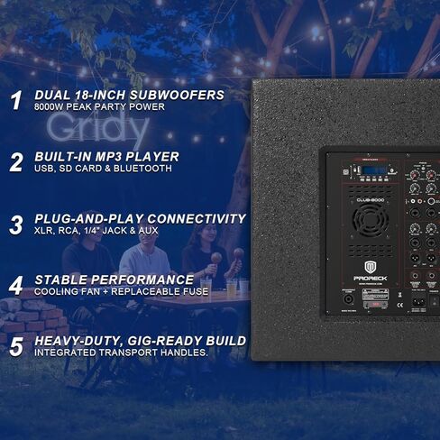 نظام PA احترافي 18 بوصة 8000 واط P.M.P.O يعمل بنظام ستيريو، مجموعة نظام مصفوفة الخط مع مضخم صوت، قراءة محرك أقراص بلوتوث/USB/بطاقة SD/جهاز تحكم عن بعد لـ DJ، الأداء، الحفلات المنزلية الخارجية، الأحداث in Kuwait