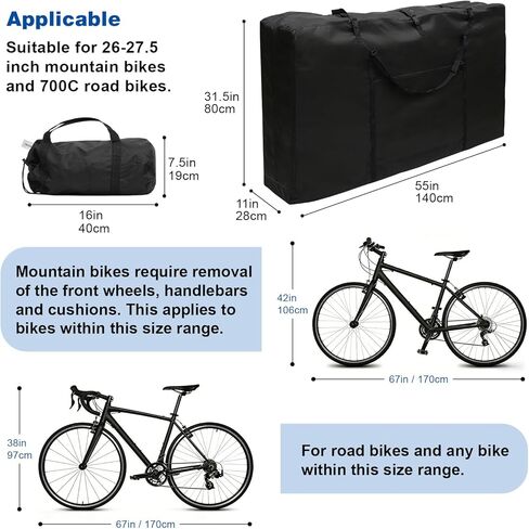 Bike Travel Bag - Upgraded Portable Folding Bike Travel Bag, Waterproof Transport Storage Bag for 26-29 Inch Mountain Bikes, 55.11"×10.82"×31.29 " in Saudi Arabia