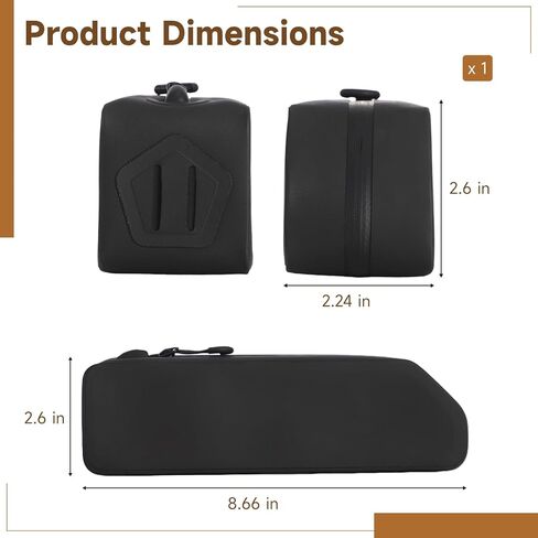 إطار دراجة وحقيبة أنبوبية علوية، مقاومة للماء مع هيكل من مادة TPU، مقاومة للصدمات، تناسب حصى الطريق MTB، سحاب سريع التثبيت، تصميم ضيق، أسود، 8.7 × 2.6 × 2.2 بوصة in Kuwait